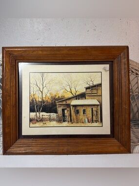 Pair Of Robert Nidy Prints Barn Scenes Wood Framed Signed Vintage Art 13" x 11"